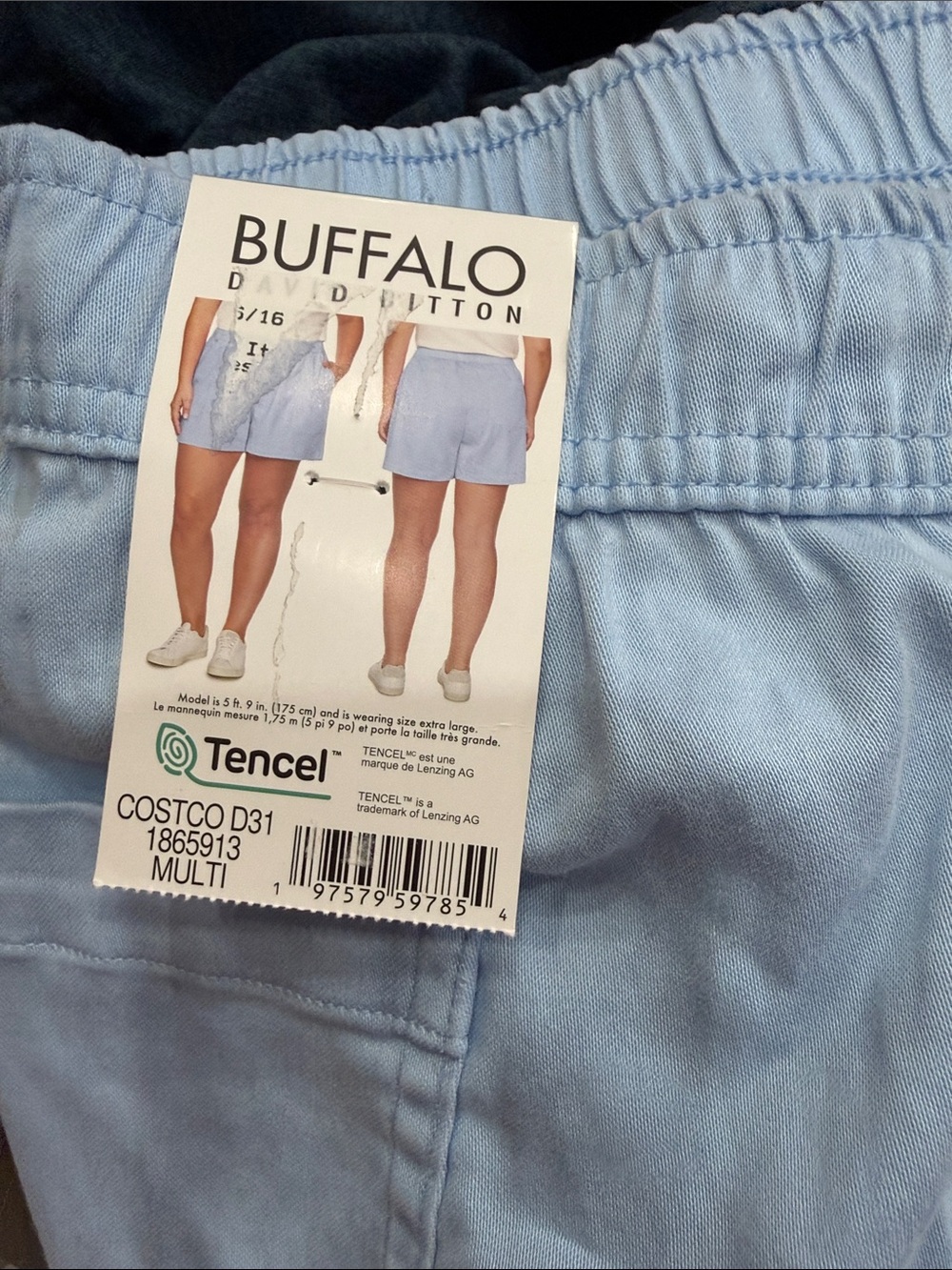 Buffalo David Bitton Light Blue Tencel Elastic-Waist Shorts